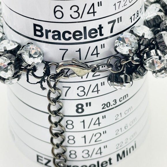 Gunmetal Rhinestone Bauble Bracelet Glam Bling Sparkle Holiday Party Classic - Picture 3 of 6